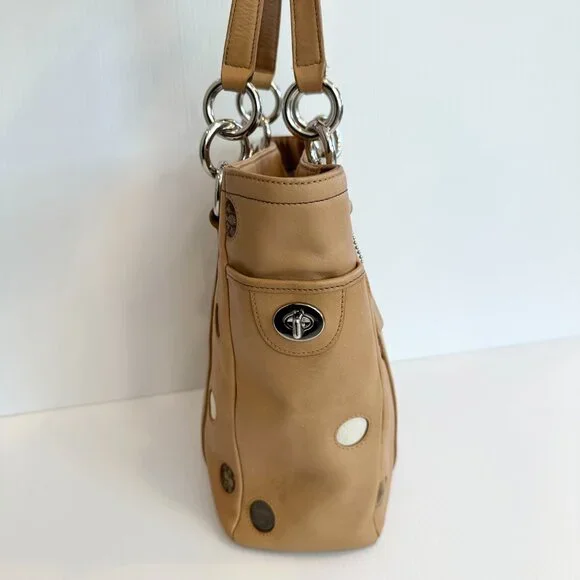 COACH Lunch Gallery Tote Limited Edition Caramel Leather with Polka Dots